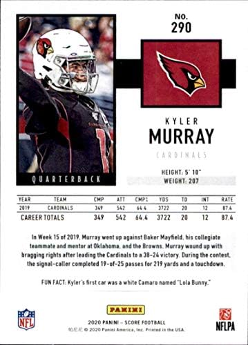 2020. rezultat 290 Kyler Murray Arizona Cardinals Nogometna trgovačka karta