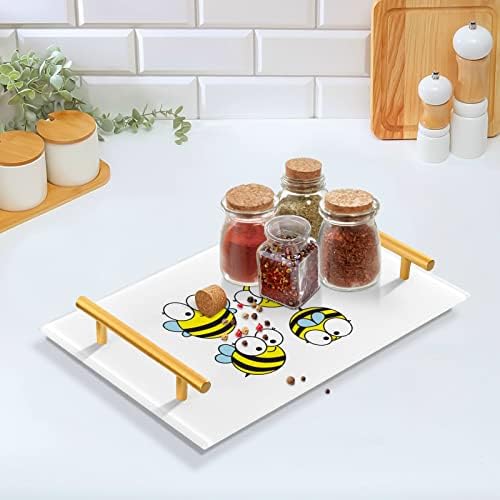 Dallanan akrilna ladica za kupaonicu, pravokutni žuti crtić sretne pčele smiješne ukrasne ladice sa zlatnim ručkama za kuhinjsku hranu