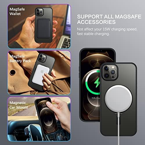 Telaso iPhone 12 Pro Max futrola s nevidljivim magnetskim postoljem [Kompatibilno s Magsafe] Očisti tvrdi stražnji poklopac meki TPU