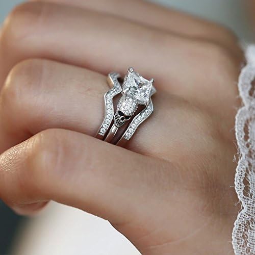 6 3pcs Ženska Moda 925 srebrna princeza cut bijeli safir lubanja set zaručničkog prstena