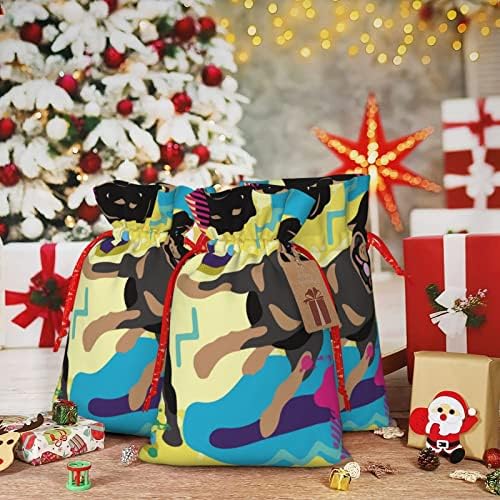 Vrećice za božićne poklone Doberman-Rotvajler-akvarel-vrećice za zamatanje poklona za pse vrećice za zamatanje božićnih poklona srednje