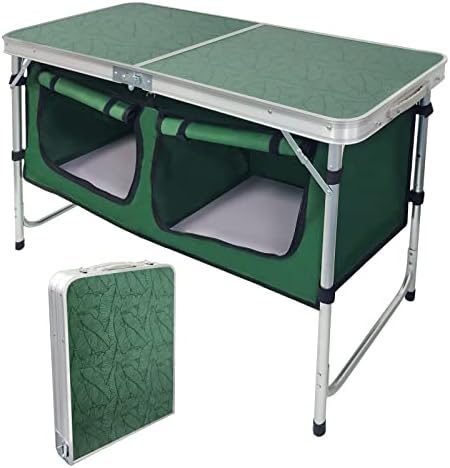 Kampland vanjski sklopivi stol aluminij lagana visina podesiva s organizatorom za pohranu za roštilj, zabavu, kampiranje