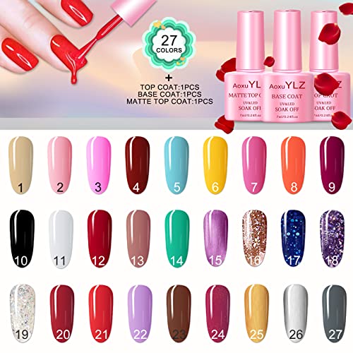Set gel laka za nokte u 27 boja s UV LED sušilicom za nokte od 54 vata alati za manikuru set gel za nokte alat za dizajn noktiju