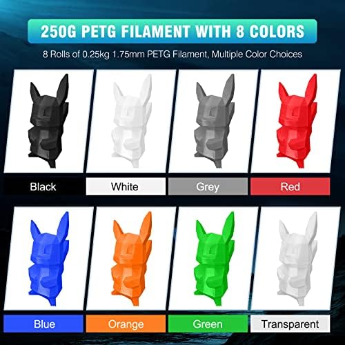 SUNLU 3D filament za pisač, 250G PLA svilena filament i pETG nijansa filamenta, 16 koluta, svijetlo zlato+srebro+ljubičasta+crvena+narančasta+žuta+ružičasta+bronca+crno+bijela+siva+prozirna+plava+zelena+crvena+naranča