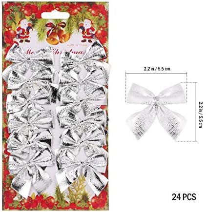Vicasky 24pcs vrpca božićna ukras lukovi stablo Bowknots festival zabavni vrtni ukras ukras broš i pin dekor