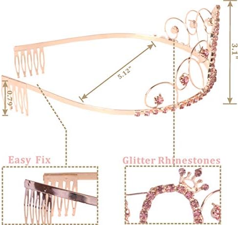Misli2tobe 20. rođendanska krila i tiara za žene - fenomenalni set: Slitter Sash + osnovni Rhinestone Pink Premium Metal Tiara za žene,