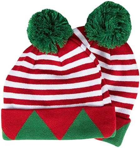 2 pakiranja božićnih šešira vilenjaka za odrasle, svečane kape Na pruge sa zelenim pomponima