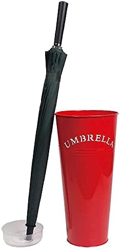 Omoons metalni kišobran, moderni okrugli držač kišobrana i stalak za hodanje, s kapljicom, za pohranu hodnika u kući, crveno