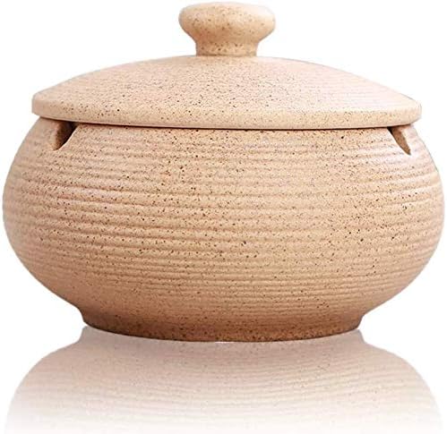 Yuanflq Ashtray za keramiku za korov pepeljara s poklopcem retro cigarete za pepeljad za unutarnju ili vanjsku upotrebu modne keramike