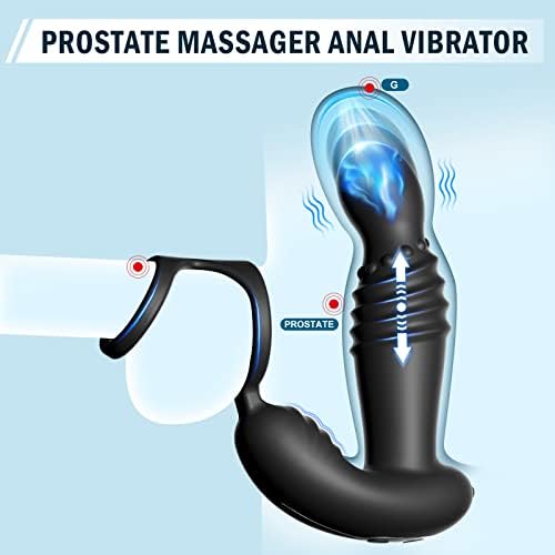 Poticanje masažera prostate analni čep vibrator seksualna igračka s penisnom prstenom, p Spot vibrator s 10 vibracija i 10 modova za