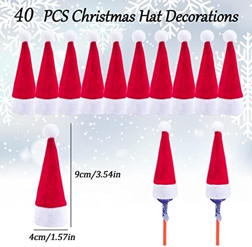 Craft mini Božićni Šeširi 40 komada mini šešira od slatkiša čepovi za boce Djed Mraz Šeširi za kućnu zabavu blagdanski dekor obrt