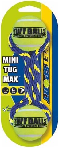Petsport Mini TUG Max Dog Toy, 7 inčni, uže i izdržljive teniske kuglice, razne boje