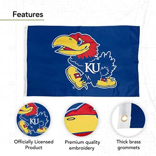 Sveučilište u Kansasu zastave Banners Jayhawks KU Nylon Indoor Outdoor 3x5