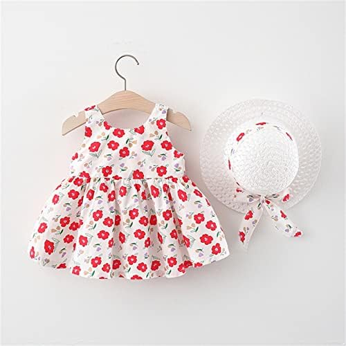 Yartina mališani za bebe djevojčice ljetne haljine bez rukava cvjetni print Bowknot praznična haljina sa slamnastom šeširom