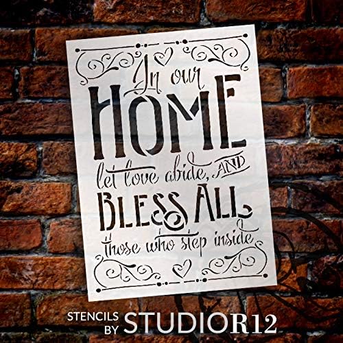 U našem domu - Blagoslovite sve šablone od Studiorior12 | DIY dobrodošli ljubavni dekor | Craft & Paint Wood Signs | MyLar predložak