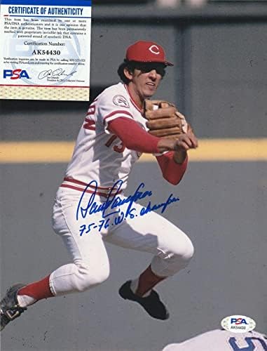 Dave Concepcion Cincinnati Reds 1975-76 WS prvaci PSA Autentično potpisano 8x10 - Autografirane MLB fotografije