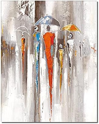 Sažetak ljudi na kiši s kišobranima ručno oslikano uljano slikanje na platnu Sažetak zidne umjetničke ukras za spavaće sobe Uredski