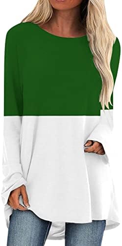Vrhovi tunika za gamaše za žene skrivaju trbuh dugački/kratki rukavi pero tiskane majice casual lagane majice bluze bluza