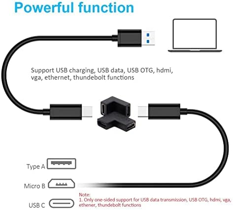 Motong USB 3,1 C adapter, 2pcs USB 3.1 Type C ženka tipa C s adapterom pretvarača za kut od 90 stupnjeva za prijenosno računalo/tabletu