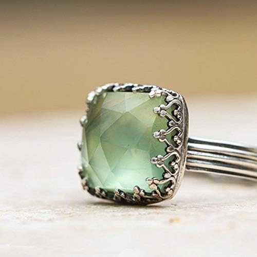 T-živjek vrhunske žene 925 Srebrni prirodni dragulj Peridot Moonstone Wedding Ring SIZE6-10