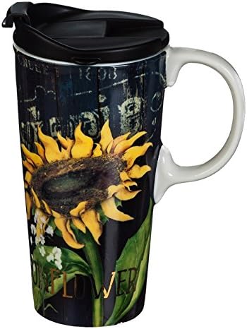 Cypress Home Suncokret Splendor Ceramic Travel Cup - 5 x 7 x 4 inča