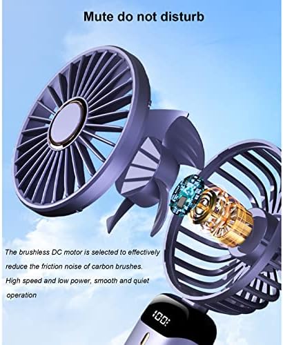 Prijenosni mini ventilator, ventilator za vrat na baterije od 5000 mAh s digitalnim zaslonom, baterija s 5 podesivih brzina rotacije,
