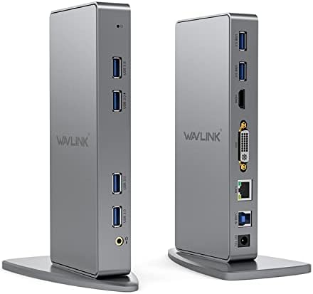 WAVLink USB 3.0 Docking Station za prijenosno računalo, DUALNI MODITELJI, DISKLOVINK DOCK OILLOR I EXTEND NAČIN za Windows, MacOS,