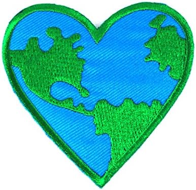 Ljubav Zemlja srce izvezeno željezo na flasteru Saved priroda svijet Valentinovo mir