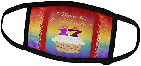 3Drose Beverly Turner Rođendanski dizajn - Cupcake, Broj svijeće, vrijeme, proslavite 17 -godišnju pozivnicu - maske za lice