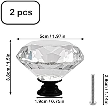 Kristalni ručici ormarića 2pack Clear Stakleni dijamantni oblik Ladica gumbice od 50 mm Dijamantni ormarić povlači kvake za vrata ormarići