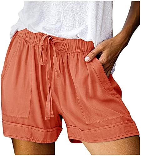 Meymia casual kratke hlače za žene izvlačeći elastični struk udobne kratke hlače solidne boje protočne kratke hlače s džepovima