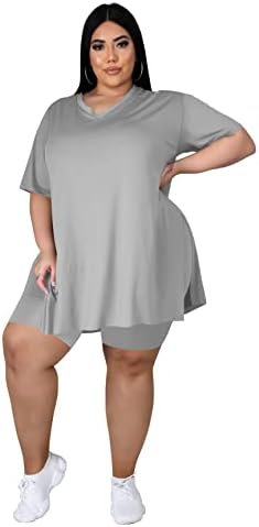 Tycorwd Women's Plus veličine dvodijelne odjeće za odjeću set ljetnih majica kratkih hlača Sweatsuits Sets