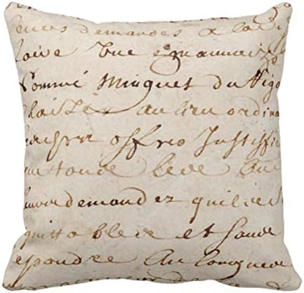 Poklopac jastuka za bacanje emventnosti pamučno posteljina vintage francuska skripta grunge pergament papir ukrasni jastuk kućište
