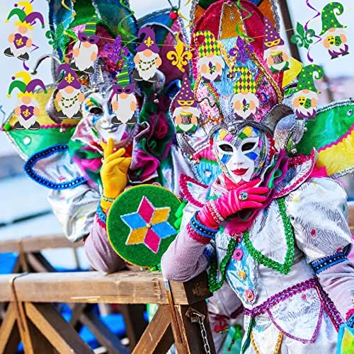 Dekoracije Mardi Gras - Oprema Mardi Gras Mardi Gras Fleur de Lis Banner Masquerade Tinsel Garland Viseći vrtložni ukrasi karneval