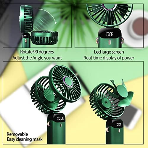 LIEWET ručni ventilator, prijenosni osobni ventilator, ventilator za vrat, 4000mAh punjivo, 90 ° podesiv, 5 brzina s LED zaslonom,