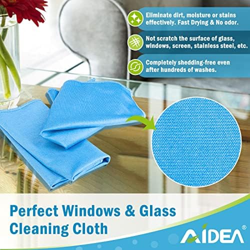 AIDEA krpe za čišćenje stakla od mikrovlakava-8pk, bez lint bez pruga, brzo čisti prozori, staklo, ogledala, vjetrobranska stakla,
