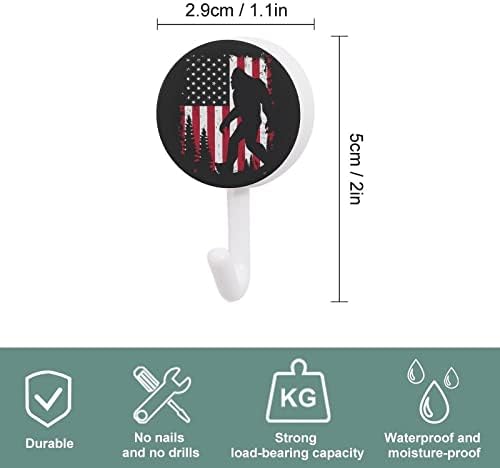 Bigfoot i američka zastava okrugle plastične kuke ljepljive kuke za višekratnu upotrebu viseće zidne kuke za kuhinjsku kupaonicu 10