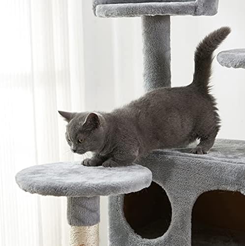 Mačka stablo, 52,76 inča mačji toranj s pločom za grebanje sisala, Catry stablo mačke s podstavljenom platformom, 2 luksuzna stana,