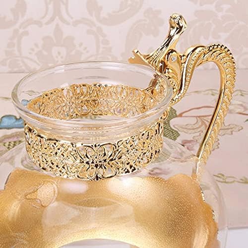 Yfqhdd zlatni stakleni čajni čajnik kuhinja metal hladna kotlića kava lonac europskog stila ukrašavanje kuće stakleni rođeni vjenčani