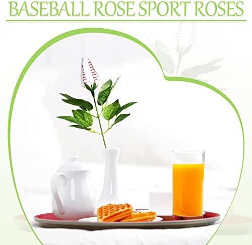 Jexine 4 PCS bejzbol ruža Umjetni bejzbol pokloni Sportska tema ukrasi ruža za muškarce Žene sobe Team Wedding Prom Party Dekoracija
