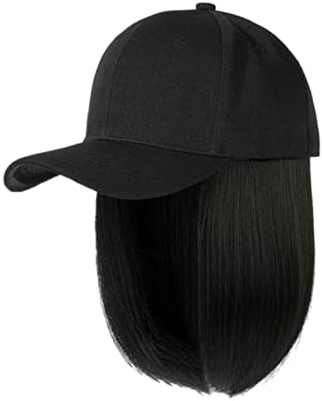 Sunčev šešir za žene bejzbol kapu s ekstenzijama za kosu ravna kratka bob frizura uklonjiva kape za glavu od perika