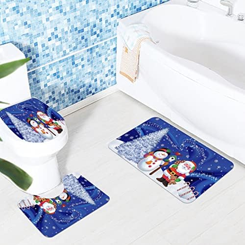Protivničke prostirke za kupanje za kupaonicu, Djed Mraz snježni stablo božićna kupaonica set od 3 kupaonice/kontura prostirke/toaletni