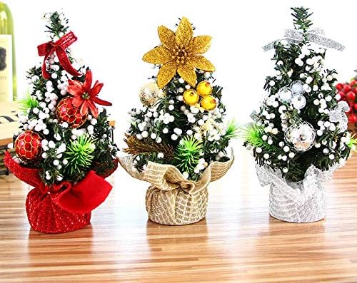 Božićno drvce mini božićno drvce stol ukras trube B zlatno plus bijelo zrnato stablo