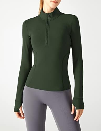 Apafes žene obrezane crne vježbe pola zip jakne lagane rastezljive atletske teretane pulover vrhovi sportska odjeća