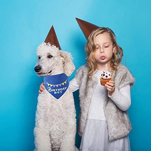 Bandane za rođendan psa Hakraho, 2 pakiranja reverzibilne bandane za kućne ljubimce za rođendan dječaka i djevojčice, Podesivi trokutasti