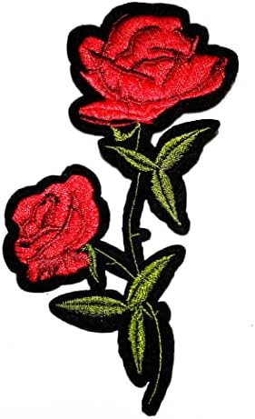 Salvete Plus 2pcs. Crveni ružin flaster lijepi cvjetovi cvjetni crtani flasteri Vezeni flasteri za odjeću traperice jakne Šeširi ruksaci