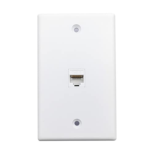 Zidna ploča Ethernet, zidna ploča s 1-portnim kamenčinom s dvije zidne pločice s nosačem Cat6, UTP, bijela, pakiranje od 2