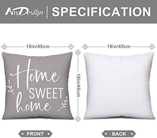 AnyDesign Moderni geometrijski jastučni jastuci 18 x 18 inča sivi jastuk za bacanje jastuka mekani dekorativni kućica za jastuk za