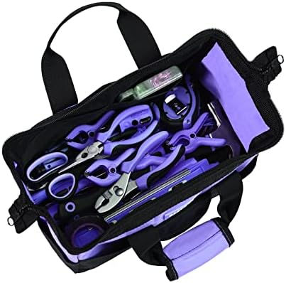 Fastors Purple Tog tog torba za žene s 13-inčnim ustima širokim ustima, vrećicom s 8 džepa izvana i 2 džepa iznutra
