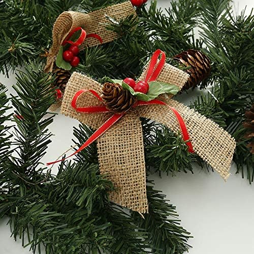 6ft božićni vijenci ukrasi s bobicama borovim stožacima i burlap luke za kamin stubište božićne dekore drveća